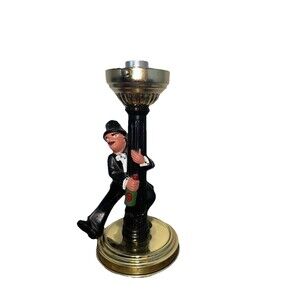 VTG 1950's Charlie Chaplin HOBO Drunk BAR LIGHT Leaning on Lamp Post Chalkware